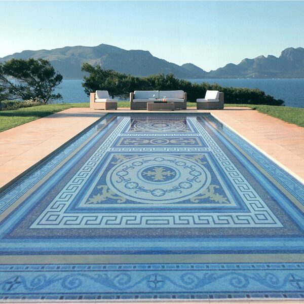 Custom Pools MEC | Greek square and scroll borders Versace swimming pool