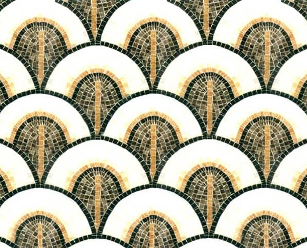 Custom Mosaics by MEC | Green and white marble mosaic pattern with a hint of yellow.