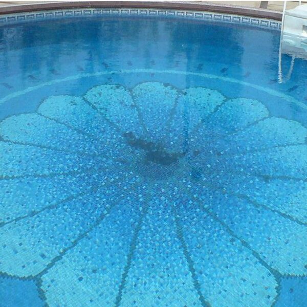 Custom Mosaics by MEC | Elegant floral motif glass mosaic pool.