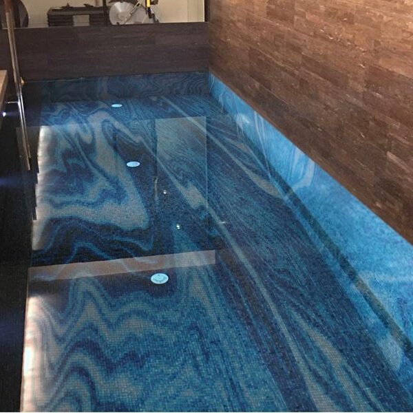 Custom Mosaics by MEC | Abstract glass mosaic swimming pool inspired from spectacular geodes.