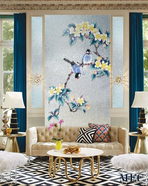 Custom Mosaics MEC | Wall Art Design with mosaic birds on branches