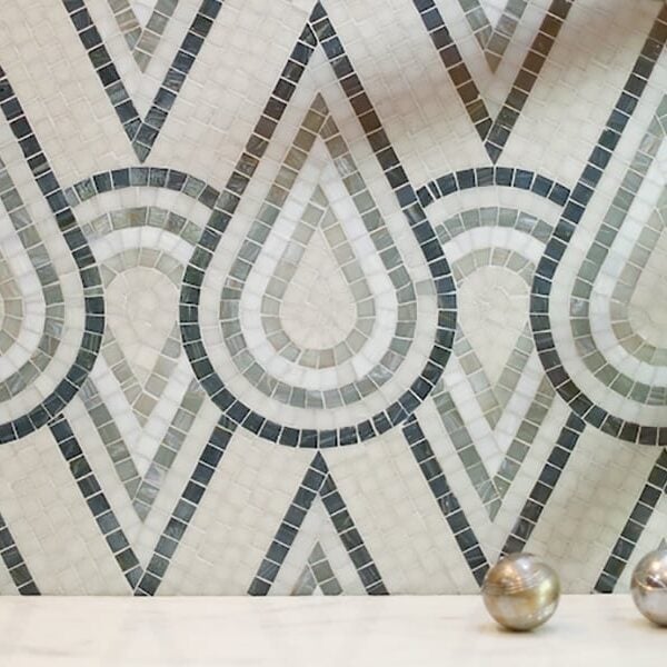 Damla Lumin glass mosaic pattern installed on a wall