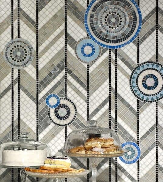 Joris Lumin glass mosaic pattern installed on a wall