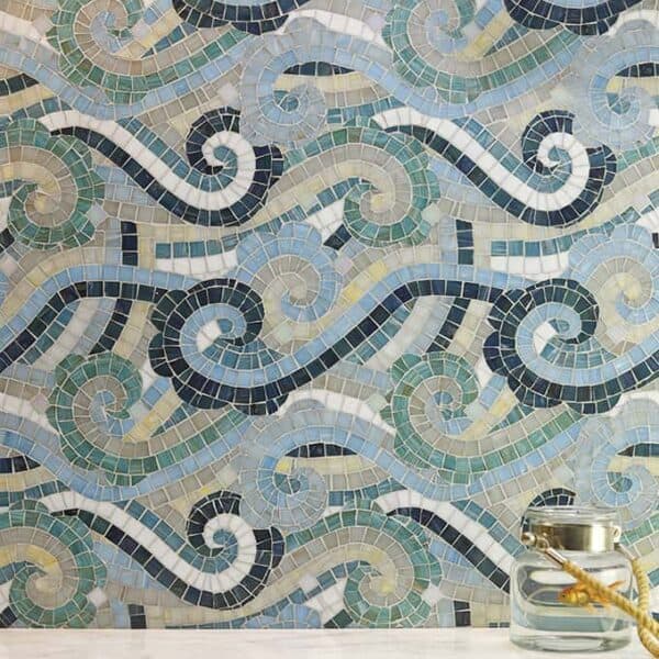 Osalli Lumin glass mosaic pattern installed on a wall