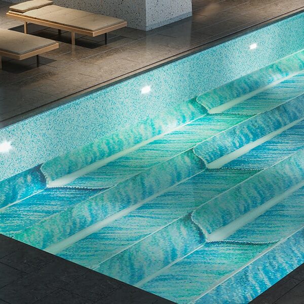 Feder Aqua Vertex PIXL glass tile swimming pool mosaic by MEC 3D render