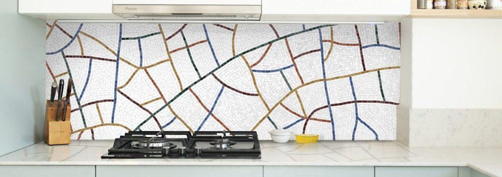 glass mosaic backsplash tiles abstract lines