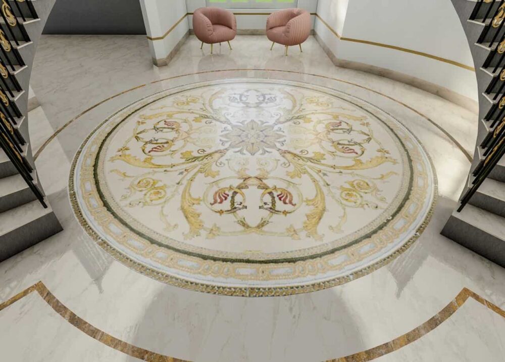 Tavas Baroque Marble Mosaic Floor Medallion - Image 2