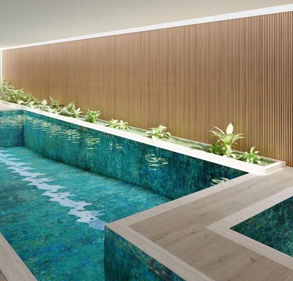 custom designed abstract vertex glass mosaic swimming pool PIXL