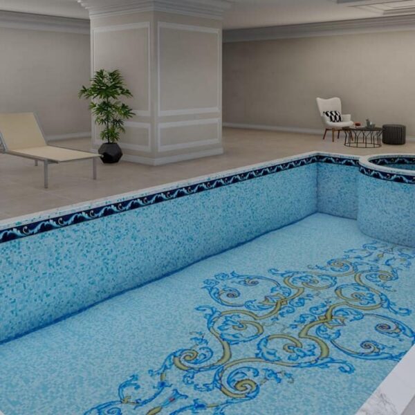 European decorative pattern glass mosaic pool ornamental waterline tile