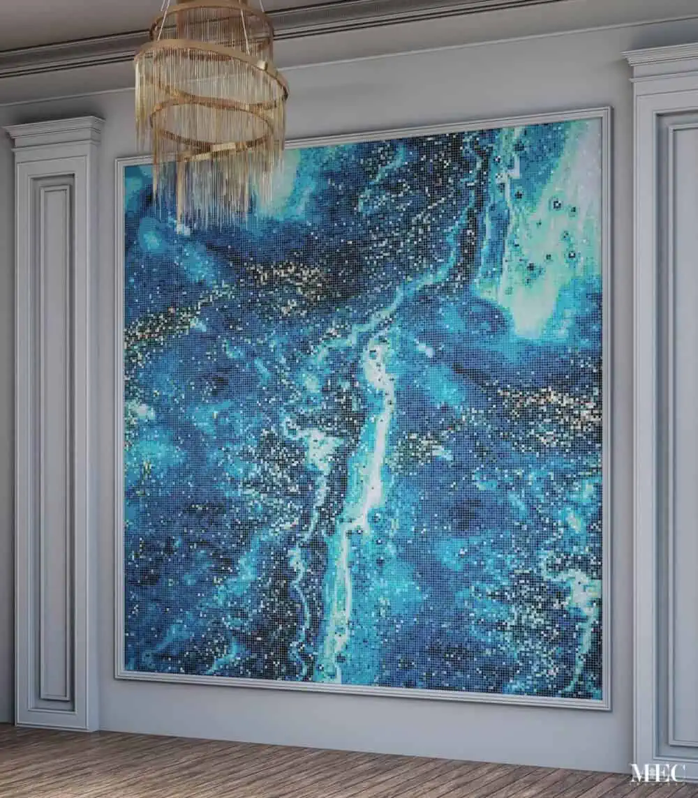 Lavessi abstract acrylic pour art PIXL mosaic glass tile mural