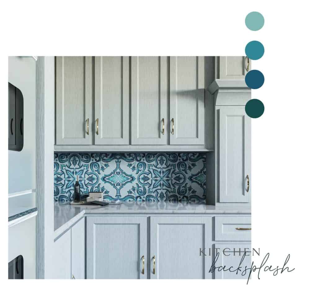 alente turquoise aqua blue colorway kitchen