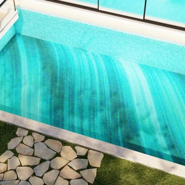 abstract string waves PIXL mosaic swimming pool