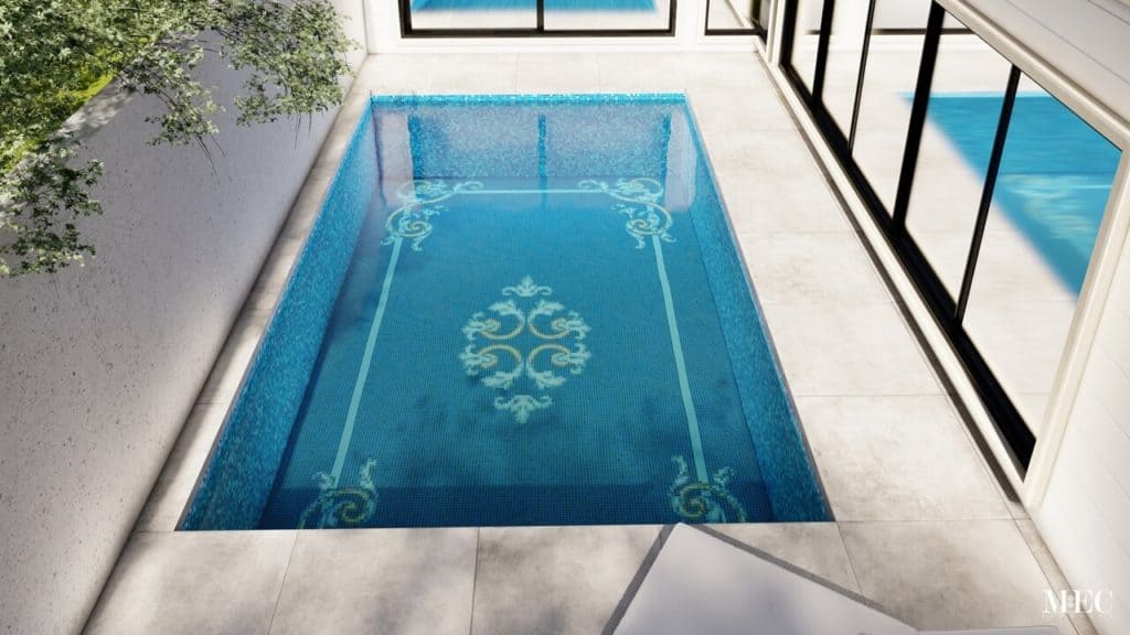 decorative glass mosaic pool floor