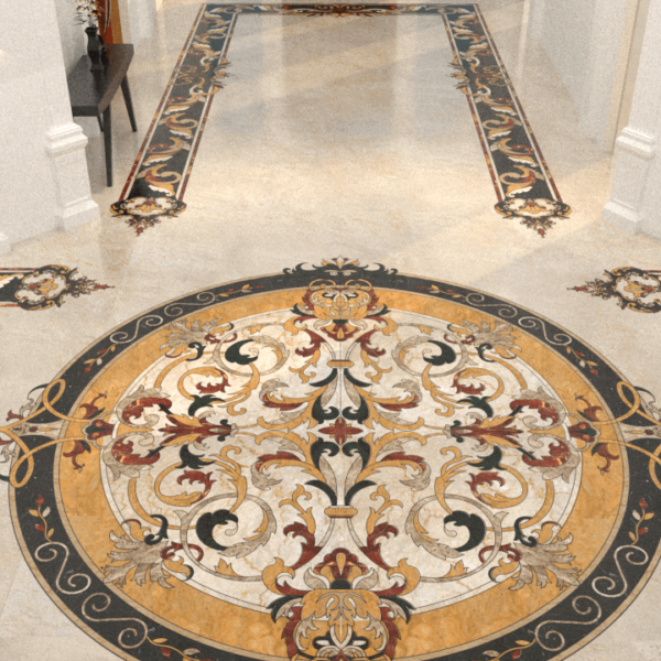 opulent luxury marble mosaic floor decorative waterjet