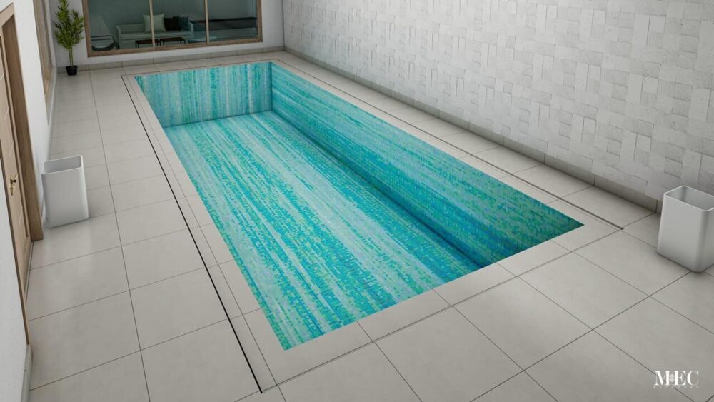 custom mosaic tile pool design PIXL Vertex glass