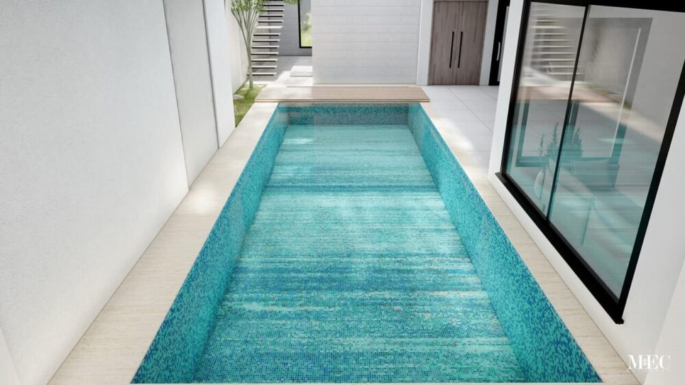 custom mosaic tile pool design PIXL Vertex glass