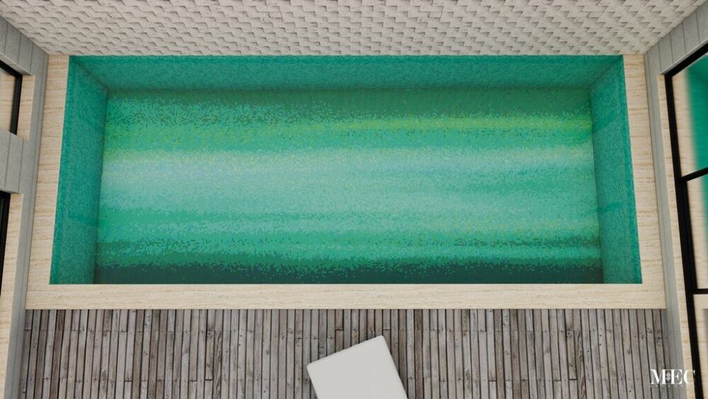 Green Stretch PIXL glass mosaic pool