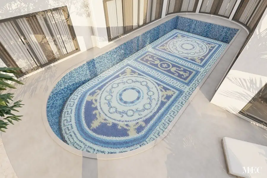 Greek pool mosaic floor art greek key border