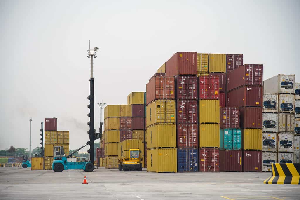 Shipping containers on a port 