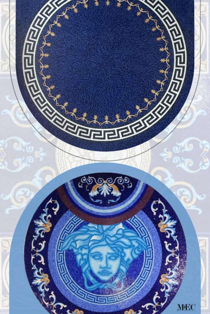 versace design in the pool with another blank blue circle