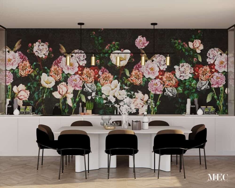 rose mosaic flower bush glass tile mural dark background floral art