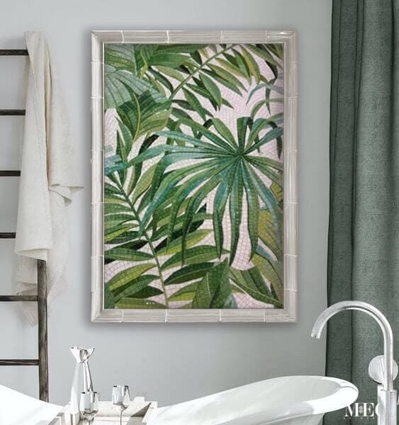 Palm Leaf Glass tile Mosaic Wall Art