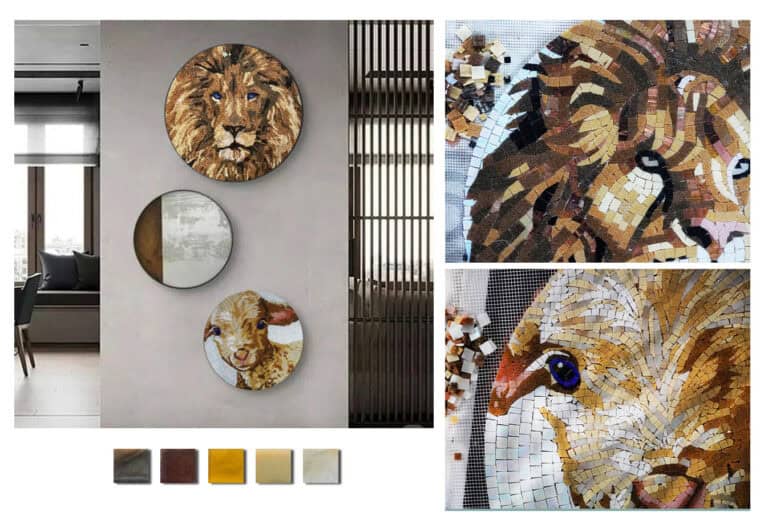 lamb and lion mosaic fabrication