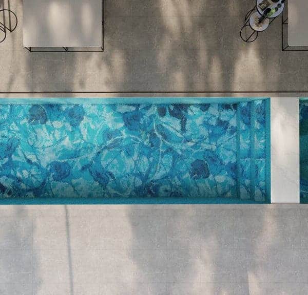 abstract swimming pool mosaic art by MEC top down 3D render hot tub