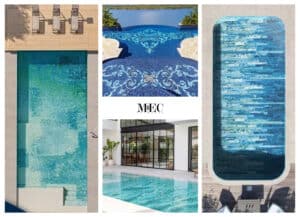 collage showcasing various swimming pool designs, including infinity pools, lap pools, and family-friendly options.