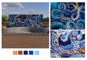 Octopus Mosaic oil painting tile rendition project post banner image