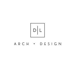 Minimalist DL logo inside a square, representing DL Arch + Design with modern typography and symmetry.