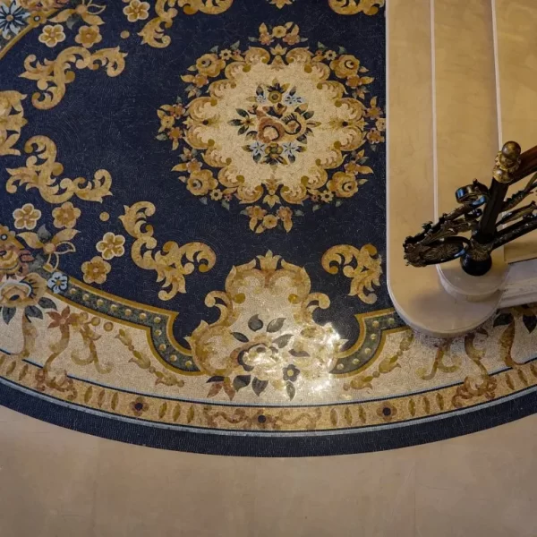 Blue Checkered Mosaic Pattern Dome