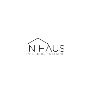IN HAUS logo featuring stylized roofline, representing interior design and staging with minimalist architectural flair.