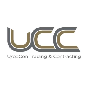 UCC logo for UrbaCon Trading & Contracting in bold modern design with grey and gold.
