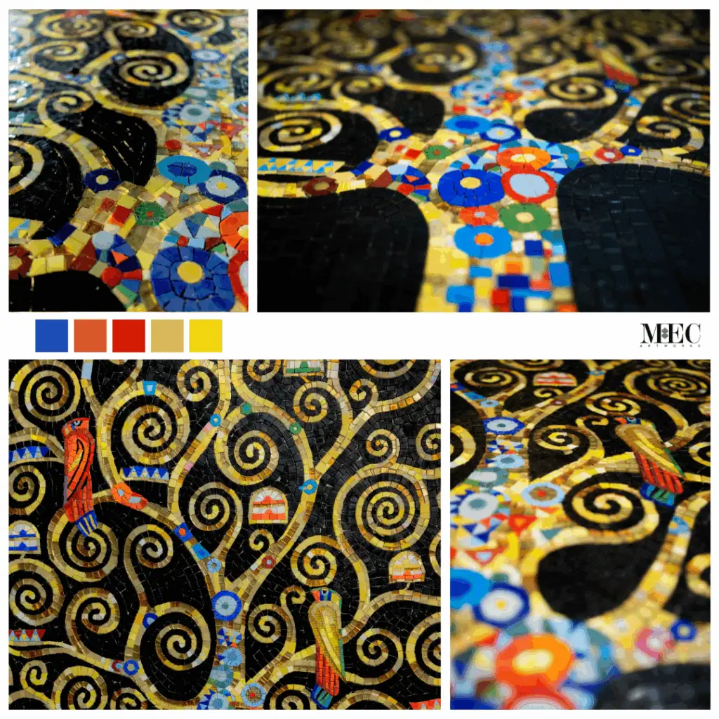 tree of life mosaic tile art design colorful branches