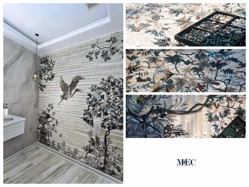 floral backsplash mosaic tile art