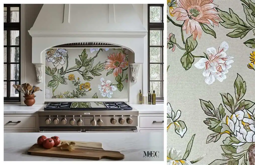 floral mosaic tile art kitchen backsplash the florisca