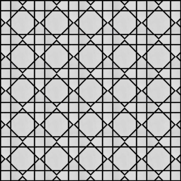 Onyx Grid Marble Mosaic Black and white marble mosaic featuring interlocking square and diagonal line grid pattern, creating a structured and modern geometric design.