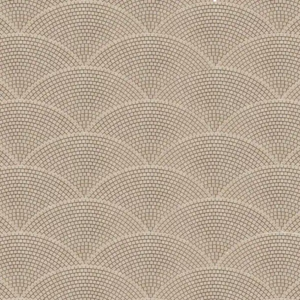 Soft-Texture-Geometric-Mosaic-1-1024x1024 Beige soft texture geometric mosaic tile with arching fan-like patterns formed by small square tesserae, creating a rhythmic and elegant design.